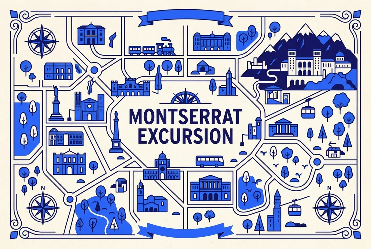 illustrated map of Barcelona highlights for Entrada Combinada Tot Montserrat: Qué Incluye y Si Vale la Pena, entrada combinada tot montserrat