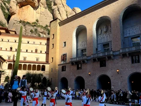 Cogwheel train climbing toward Montserrat Monastery on a Montserrat tour from Barcelona