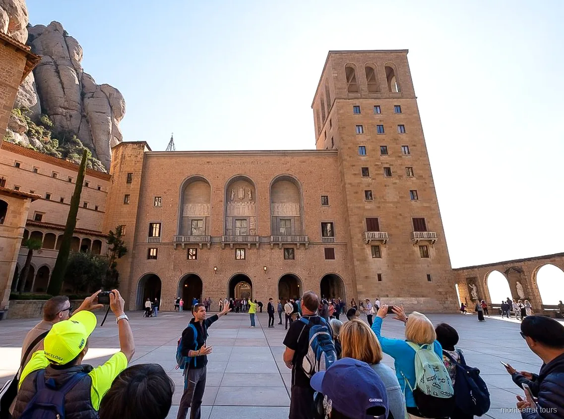 15th-century cloister inside Montserrat Monastery visited before the hike