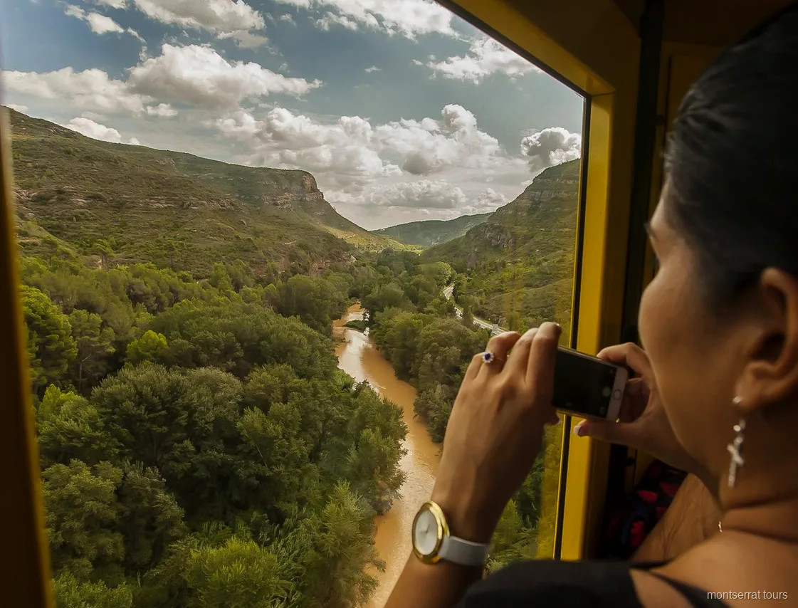 Santa Cova funicular car on the hillside included in the Tot Montserrat ticket